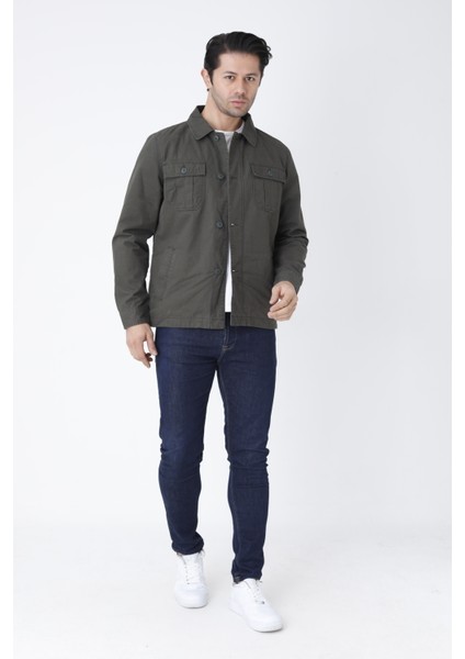 Erkek Mevsimlik Mont Ceket Düğmeli 4 Cepli %100 Pamuk Kumaş