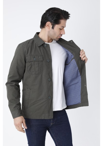 Erkek Mevsimlik Mont Ceket Düğmeli 4 Cepli %100 Pamuk Kumaş fırsatları