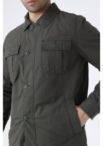 Erkek Mevsimlik Mont Ceket Düğmeli 4 Cepli %100 Pamuk Kumaş indirimleri