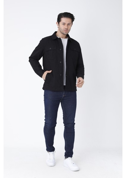 Erkek Mevsimlik Mont Ceket Düğmeli 4 Cepli %100 Pamuk Kumaş