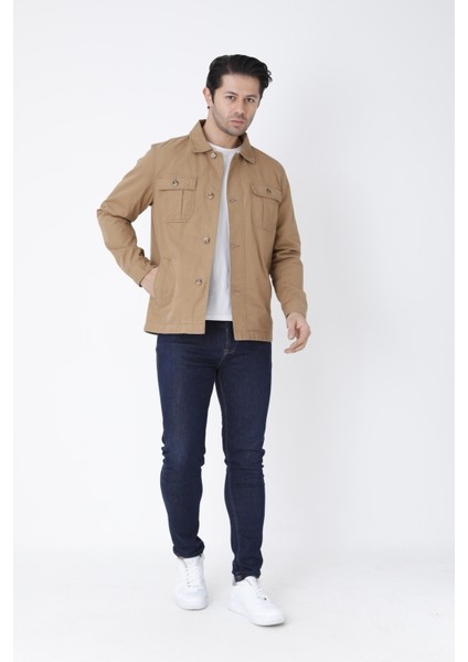 Erkek Mevsimlik Mont Ceket Düğmeli 4 Cepli %100 Pamuk Kumaş