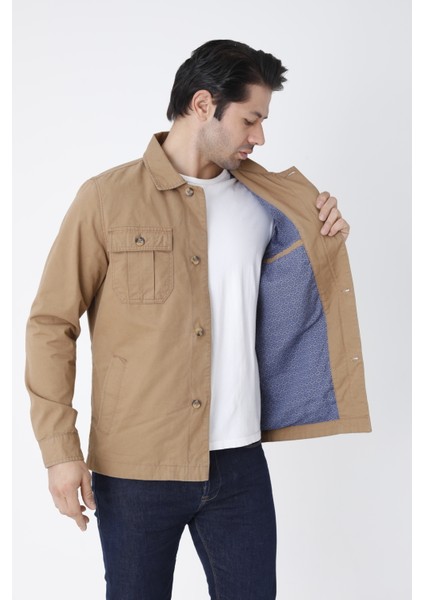 Erkek Mevsimlik Mont Ceket Düğmeli 4 Cepli %100 Pamuk Kumaş fırsatları