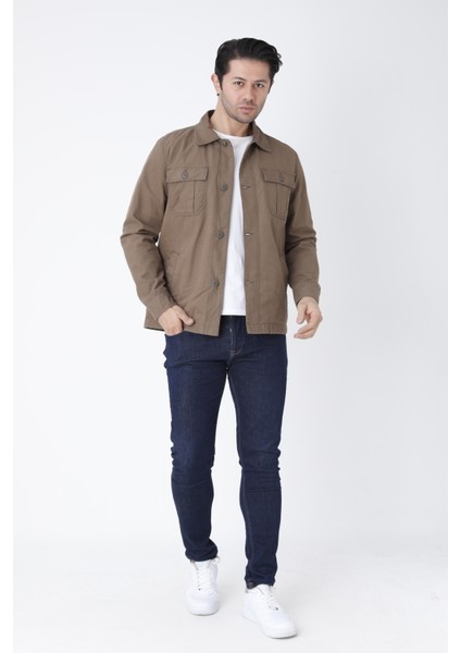 Erkek Mevsimlik Mont Ceket Düğmeli 4 Cepli %100 Pamuk Kumaş