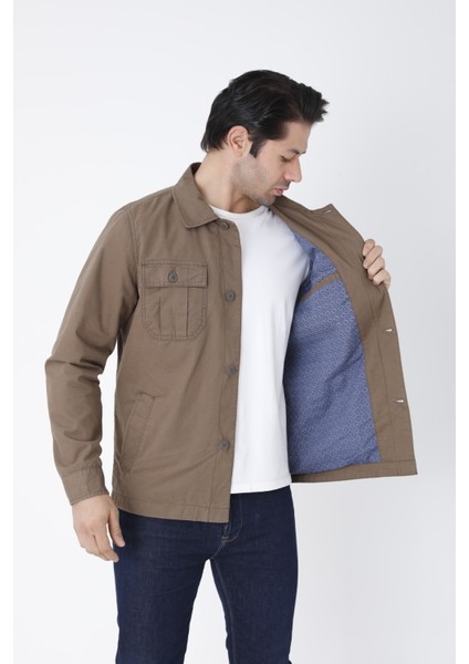 Erkek Mevsimlik Mont Ceket Düğmeli 4 Cepli %100 Pamuk Kumaş fırsatları