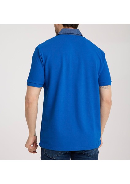 Polo Mono Yaka Saks Mavi Regular Fit