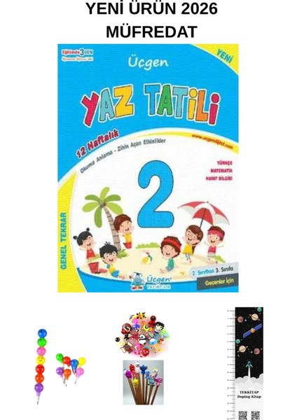 Üçgen Yayıncılık 2 Den 3 E Yaz Tatili 12 Haftalık Tekrar Çalışmaları 2026(UZAY A+Emoji K.+Kalem B.)