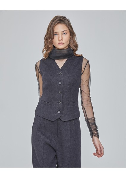 Örme Siyah Palazzo Pantolon-Yelek Takım modelleri