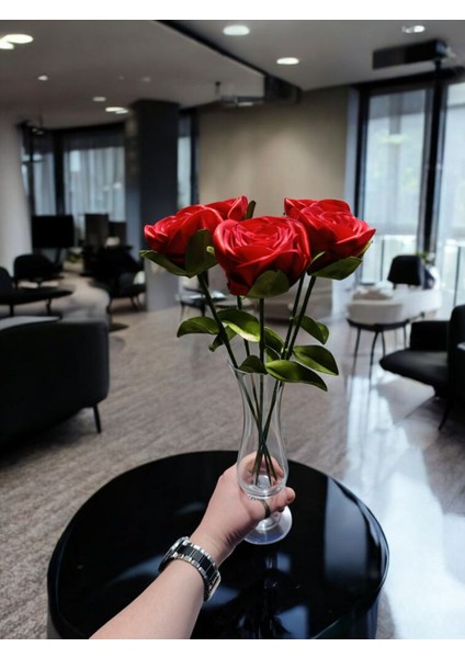 Dekoratif Saten Kurdele Solmayan 5'li Özel Hediye Gül Çiçek Sevgiliye Arkadaşa (Vazo Dahil Değildir) modelleri