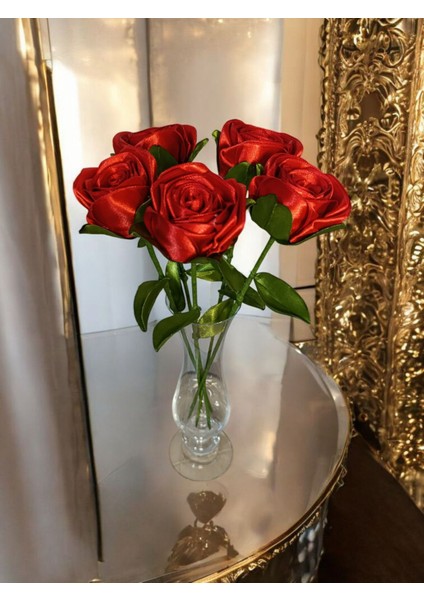 Dekoratif Saten Kurdele Solmayan 5'li Özel Hediye Gül Çiçek Sevgiliye Arkadaşa (Vazo Dahil Değildir) fırsatları