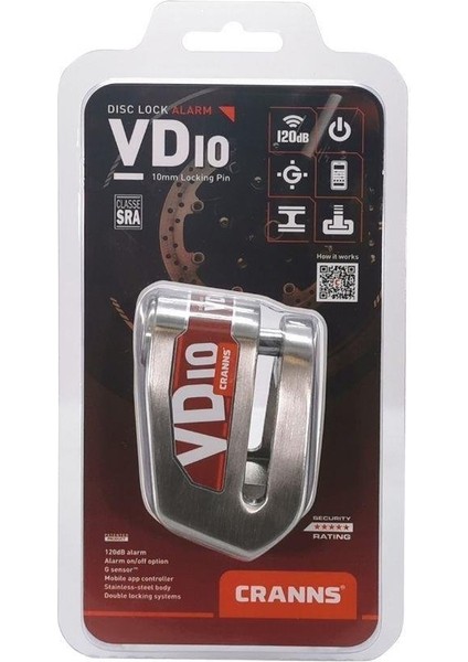 VD10 Alarmlı Disk Kilidi 304 Paslanmaz Sra Sertifikalı