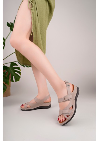 Kadın Hakiki Deri Vizon Masaj Tabanlı Comfort Sandalet fiyatları