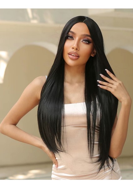 Isıya Dayanıklı Yarımay Çıt Çıt Saç - 1b - Siyah - Düz - 60 cm - 110 gr
