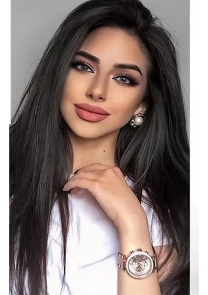 Isıya Dayanıklı Yıkanabilir Yarımay Premium 2# Siyah – Düz – 65 cm - 231 gr – 2 Adet Yan Çıtçıt Saç