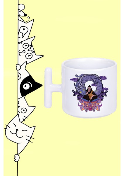 suguru Geto Karakter Anıme Jujutsu Kaısen Tasarım Baskılı Beyaz T Sap Kupa Bardak