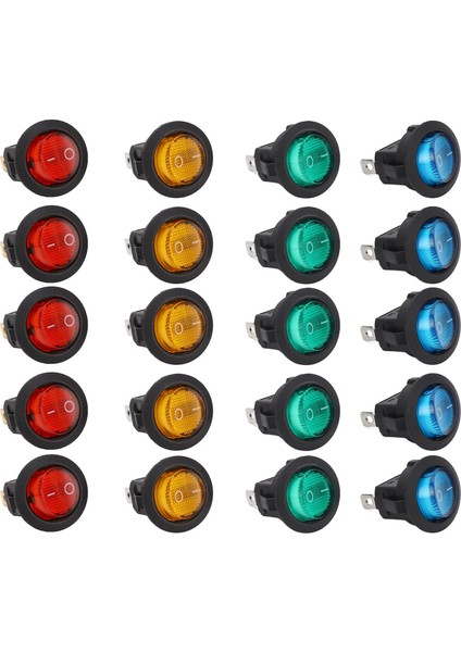 20 Adet LED Işık Yuvarlak Salıncak Anahtarı 3 Pin 2 Vites 20MM Araba LED Işık Açma Kapama Güç Geçiş Anahtarı 12V (Yurt Dışından)