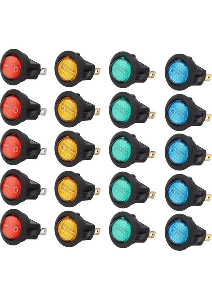 20 Adet LED Işık Yuvarlak Salıncak Anahtarı 3 Pin 2 Vites 20MM Araba LED Işık Açma Kapama Güç Geçiş Anahtarı 12V (Yurt Dışından)