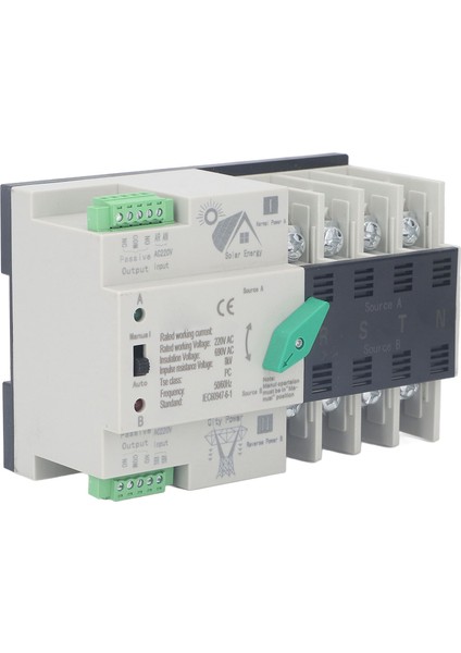 Çift Güç Otomatik Transfer Anahtarı 4p Ats Elektrik Seçici Anahtarı 35MM Ray Montajlı Değişim Anahtarı AC220V 100A (Yurt Dışından)