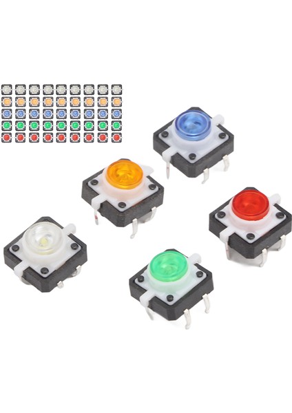 50 Adet Mini Anlık Basmalı Düğme Sıfırlanabilir Kırmızı Sarı Mavi Yeşil Beyaz LED Lambalı Dokunsal Anahtar Dc 12V (Yurt Dışından)