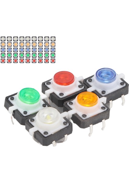 50 Adet Mini Anlık Basmalı Düğme Sıfırlanabilir Kırmızı Sarı Mavi Yeşil Beyaz LED Lambalı Dokunsal Anahtar Dc 12V (Yurt Dışından)