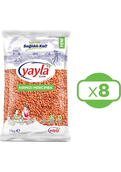Kırmızı Mercimek 1 kg x 8 Adet