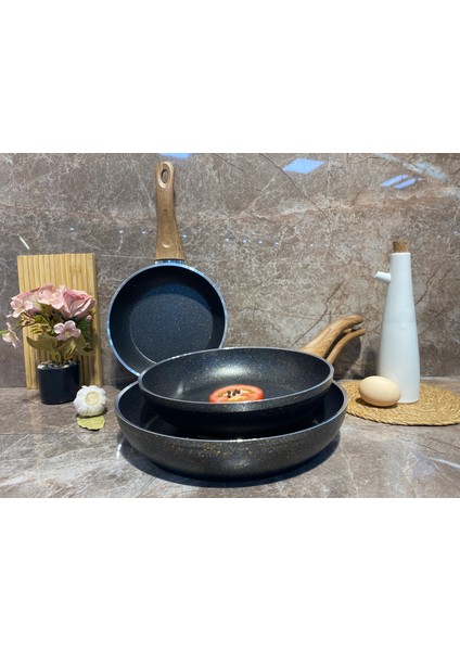 Granit 3 Parça Tava Set-Siyah