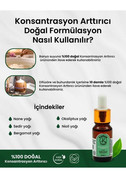 Aromaterapi-Sinerji Doğal Cam Damlalıklı Konsantrasyon Artırıcı Buhurdanlık ve Difüzör 10ml fırsatları