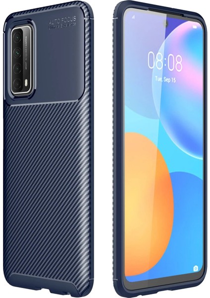 Huawei P Smart 2021 Kılıf Auto Focus Karbon Kapak - Lacivert Dpmah