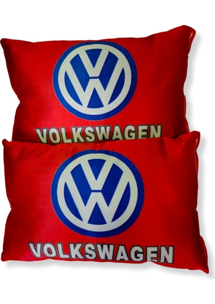 Volkswagen Dijital Baskılı Kırmızı Araç Seyahat Boyun Yastık 2'li Set | Volkswagen Oto Ayna Askısı modelleri