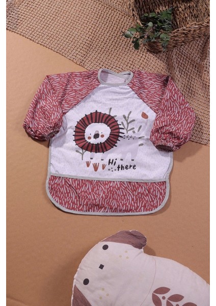 Safari Aslan Desenli Sıvı Geçirmez Uzun Kol Unisex Mama ve Aktivite Önlüğü 6-24 Ay fırsatları