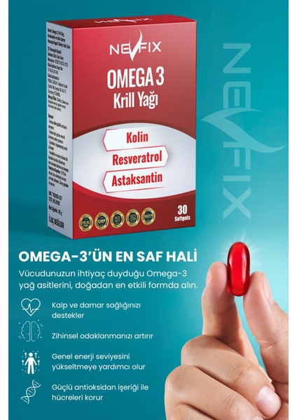 Krill Oil Omega Resveratrol Astaksantin 30 Softgels