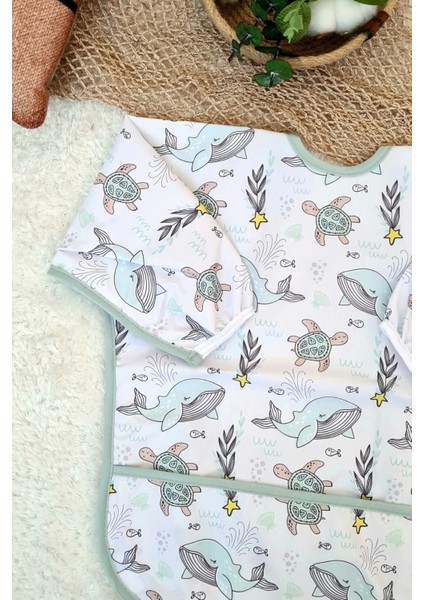 Dolphine Desenli Sıvı Geçirmez Unisex Aktivite ve Mama Önlüğü 6-24 Ay fiyatları