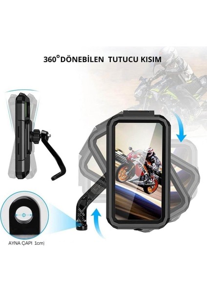 M18 -53 Döküm Ayna Dibi Bağlantılı Su Geçirmez Telefon Tutucu