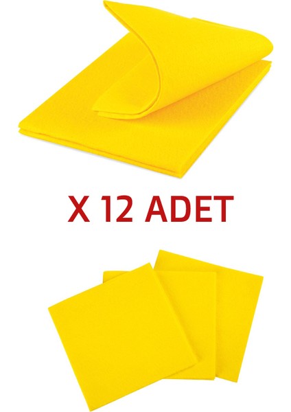 12 Adet Sarı Bez 30 x 35 cm Genel Mutfak Bezi Temizlik Bezi