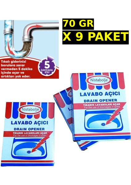 Lavabo Açıcı 70 gr X 9 Adet