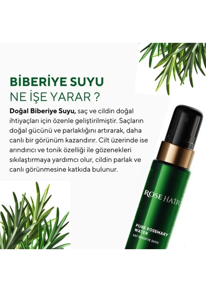 Saf Biberiye Suyu 100 ml, Dermaroller 0.5 mm 2'li Set