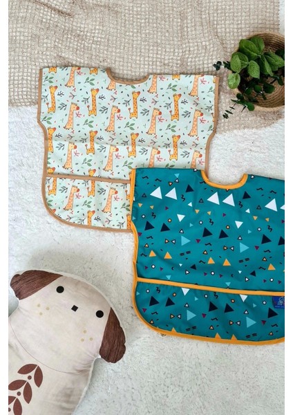 Sıvı Geçirmez Kolsuz 6-24 Ay 2'li Aktivite ve Mama Önlüğü ( Forest-Abstrack)