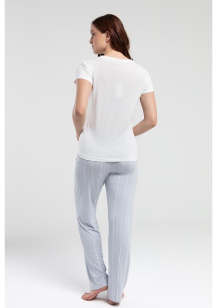 Mavi Beyaz Lohusa Pijama Takım