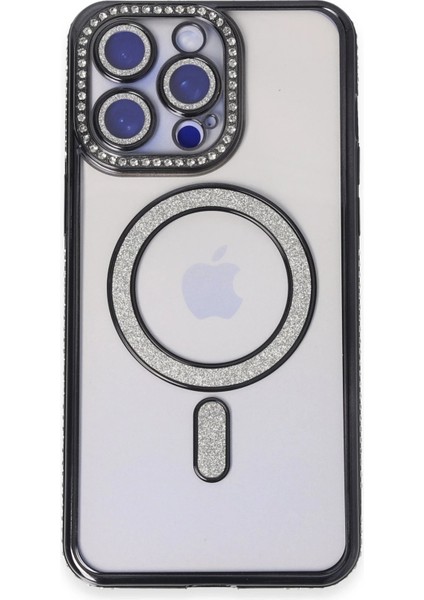 Iphone 14 Pro Kılıf Joke Simli Magneticsafe Kılıf - Siyah Dpmah