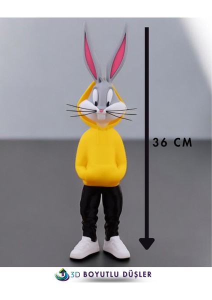 Bugs Bunny Figürü - Renkli - Özel Tasarım 36 cm (Sarı)