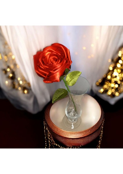 Dekoratif Saten Kurdele Solmayan Tek Özel Hediye Gül Çiçek Sevgiliye Arkadaşa (Vazo Dahil Değildir) modelleri
