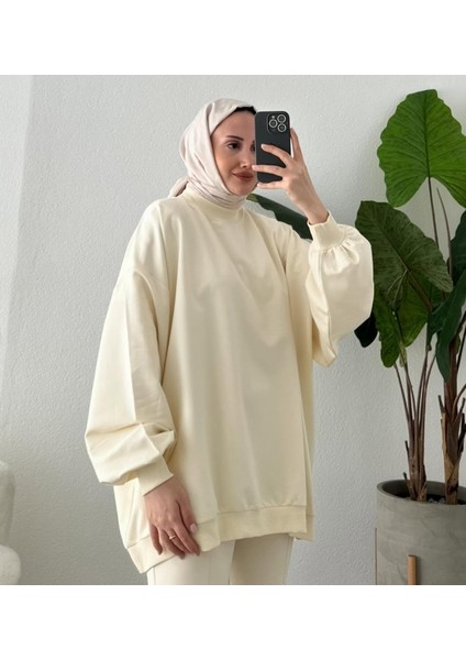 3044 - Rahat, Salaş Basic Kadın Uzun Sweatshirt
