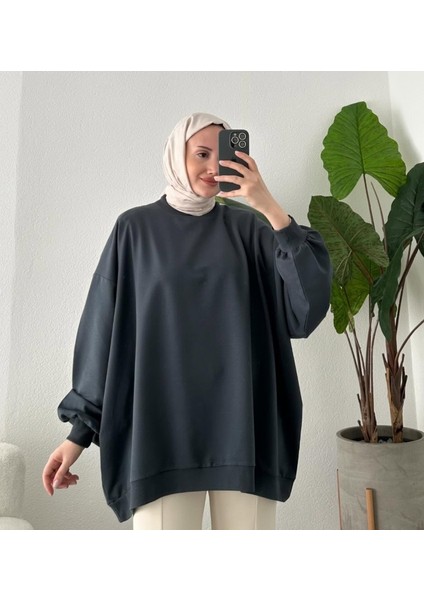 3044 - Rahat, Salaş Basic Kadın Uzun Sweatshirt