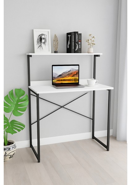 Çalışma Masası Kitaplıklı Laptop Bilgisayar Masası Raflı Ofis Masası Modern Metal Ayaklı Kompakt Masa Öğrenci Masaüstü Çalışma Alanı modelleri