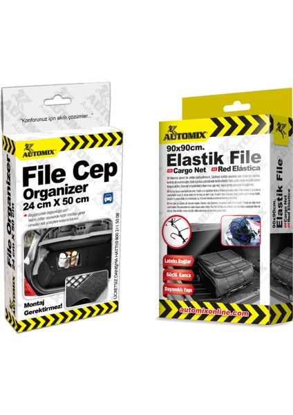 File Cep Organizer 24x50 cm + Elastik Bagaj Filesi 40x40 cm.