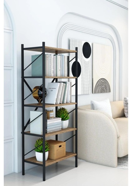 Çok Amaçlı Dolap | Kitaplık | 5 Katlı Metal Gövdeli Raflı Düzenleyici (60X30X150 Cm) modelleri