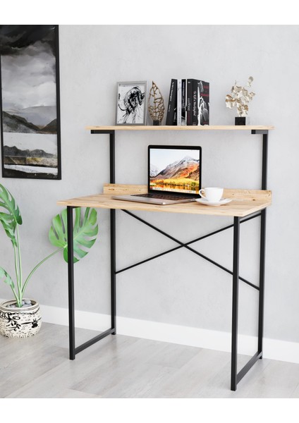 Çalışma Masası Kitaplıklı Laptop Bilgisayar Masası Raflı Ofis Masası Modern Metal Ayaklı Kompakt Masa Öğrenci Masaüstü Çalışma Alanı fiyatları