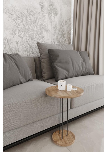 Modern Zigon Sehpa Seti 3'lü | Yuvarlak Orta Sehpa | Yan Sehpa | Minimalist Şık Metal Ayaklı Sehpa | 52-55-59 cm Yükseklik | 34 cm Çap fırsatları