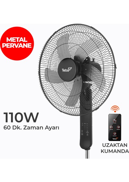 18 Inch Uzaktan Kumandalı / Zaman Ayarlı Ayaklı Vantilatör