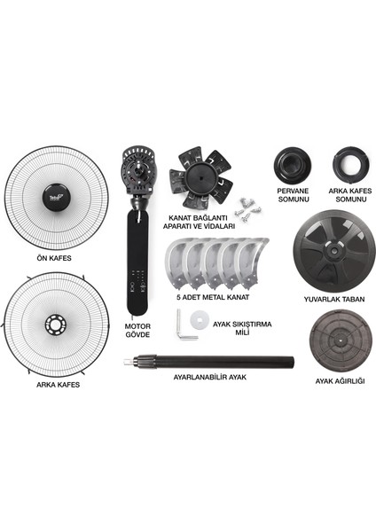 18 Inch Uzaktan Kumandalı / Zaman Ayarlı Ayaklı Vantilatör