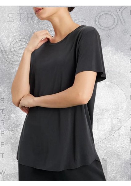 Bisiklet Yaka Siyah Basic Tshirt